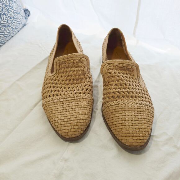Joie Woven Leather Loafer Flat Open Weave Taupe EUC Size 9 - Picture 4 of 10